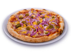 CIRPizza ( paradicsom, Serrano sonka, Jalapeno, lilahagyma, kukorica, trappista sajt)    